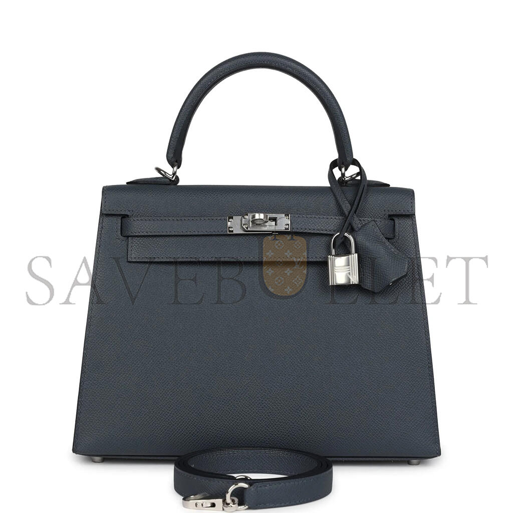 HERMÈS KELLY SELLIER 25 GRIS MISTY EPSOM PALLADIUM HARDWARE (25*17*7cm)