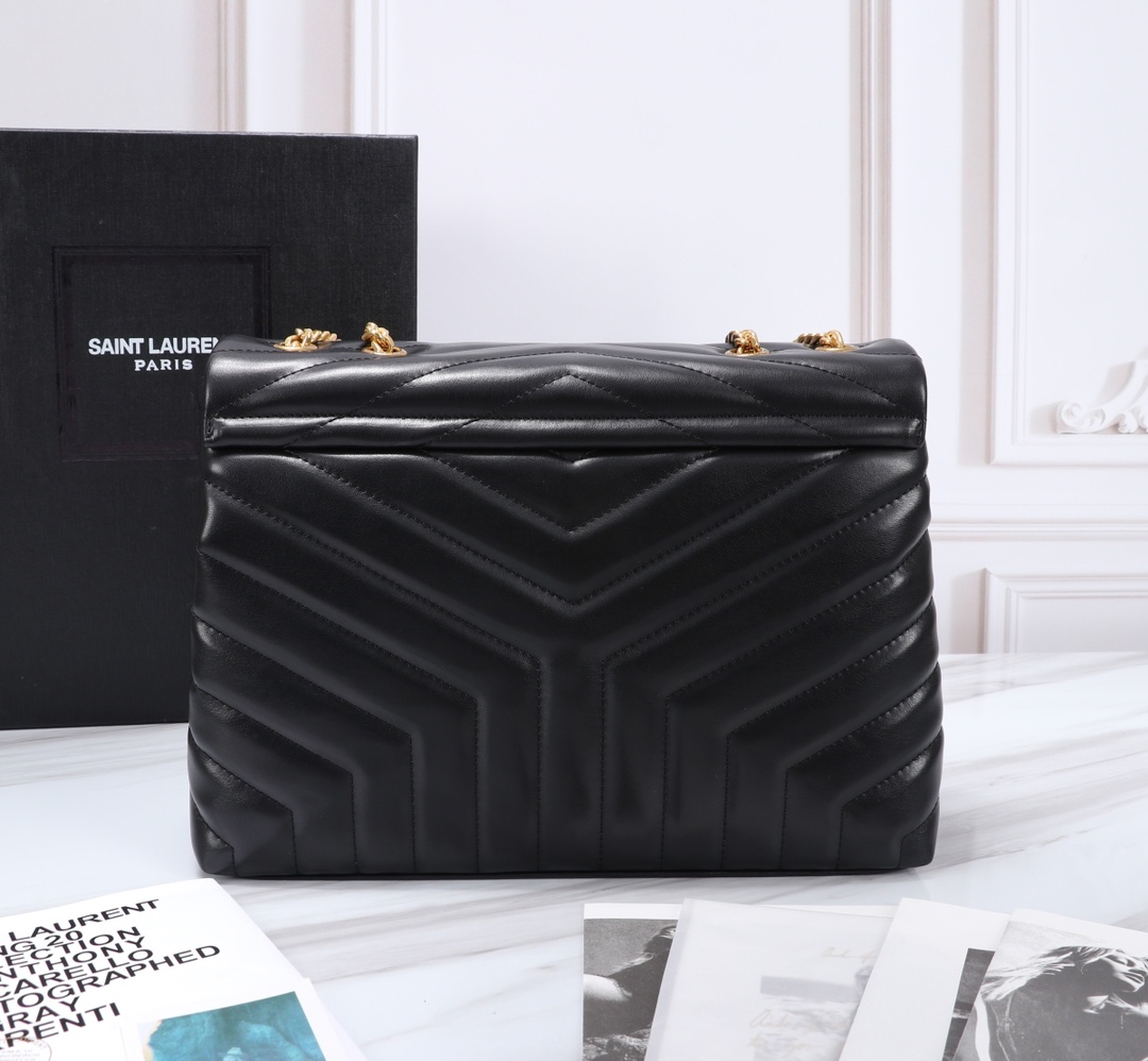 TOP Yves Saint Laurent YSL LouLou Bag 32x22x10cm - Black with GHW