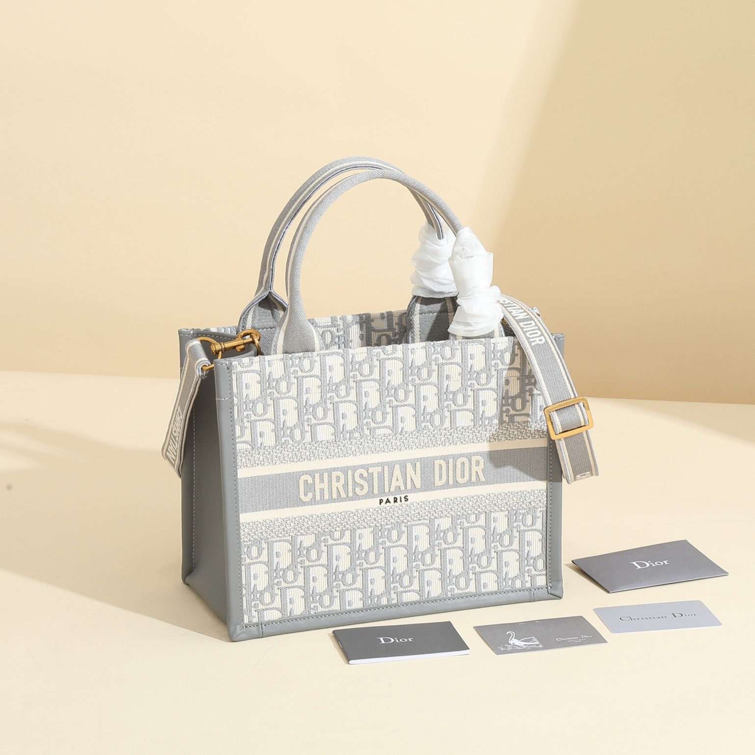 TOP Christian Dior Book Tote Bag Oblique 26.5x21x14cm/36x27x16.2cm - Gray