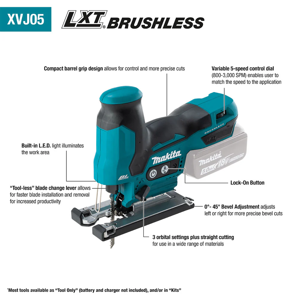 XVJ05Z 18V LXT Brushless Cordless Barrel Grip Jig Saw - Bare Tool