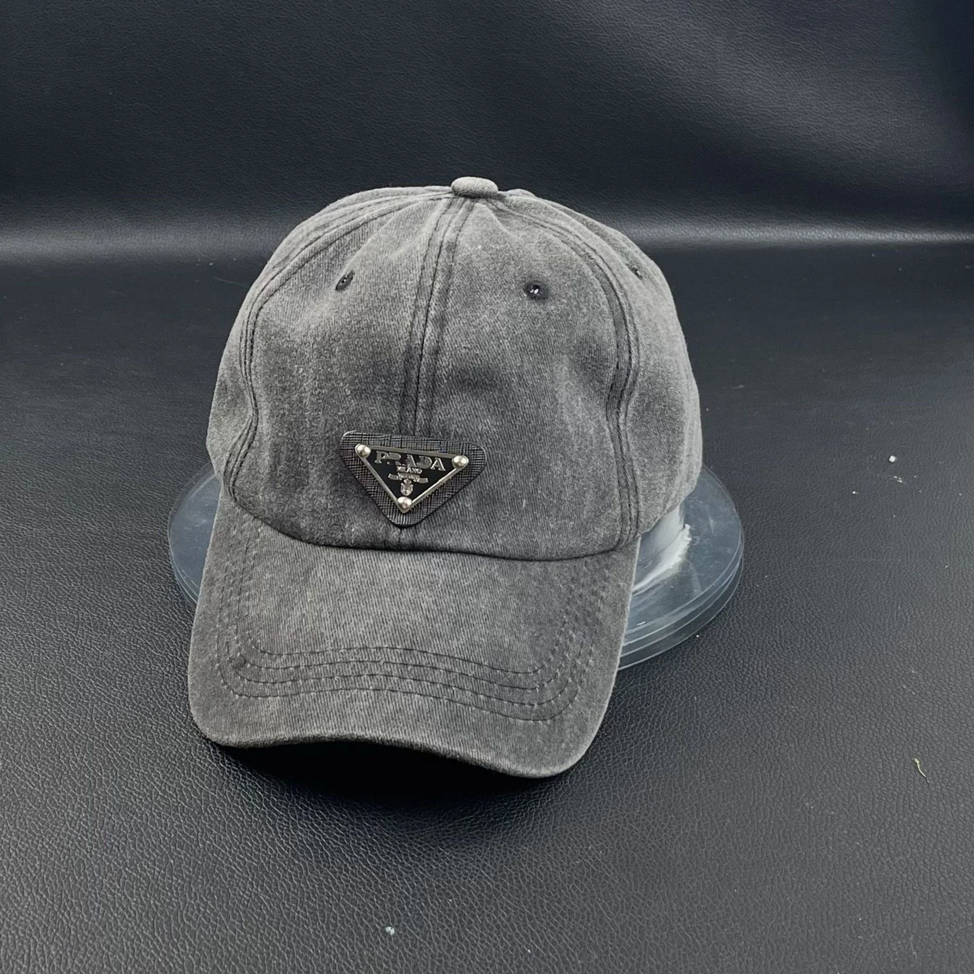 AAACAT Washed Distressed Baseball Cap Triangle Metal Badge Curved Brim Adjustable Dad Hat Unisex for Men Women