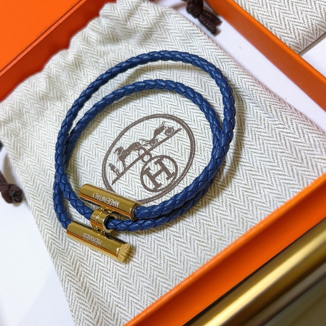 TOP HERMES Braided Rope Bracelet- Blue