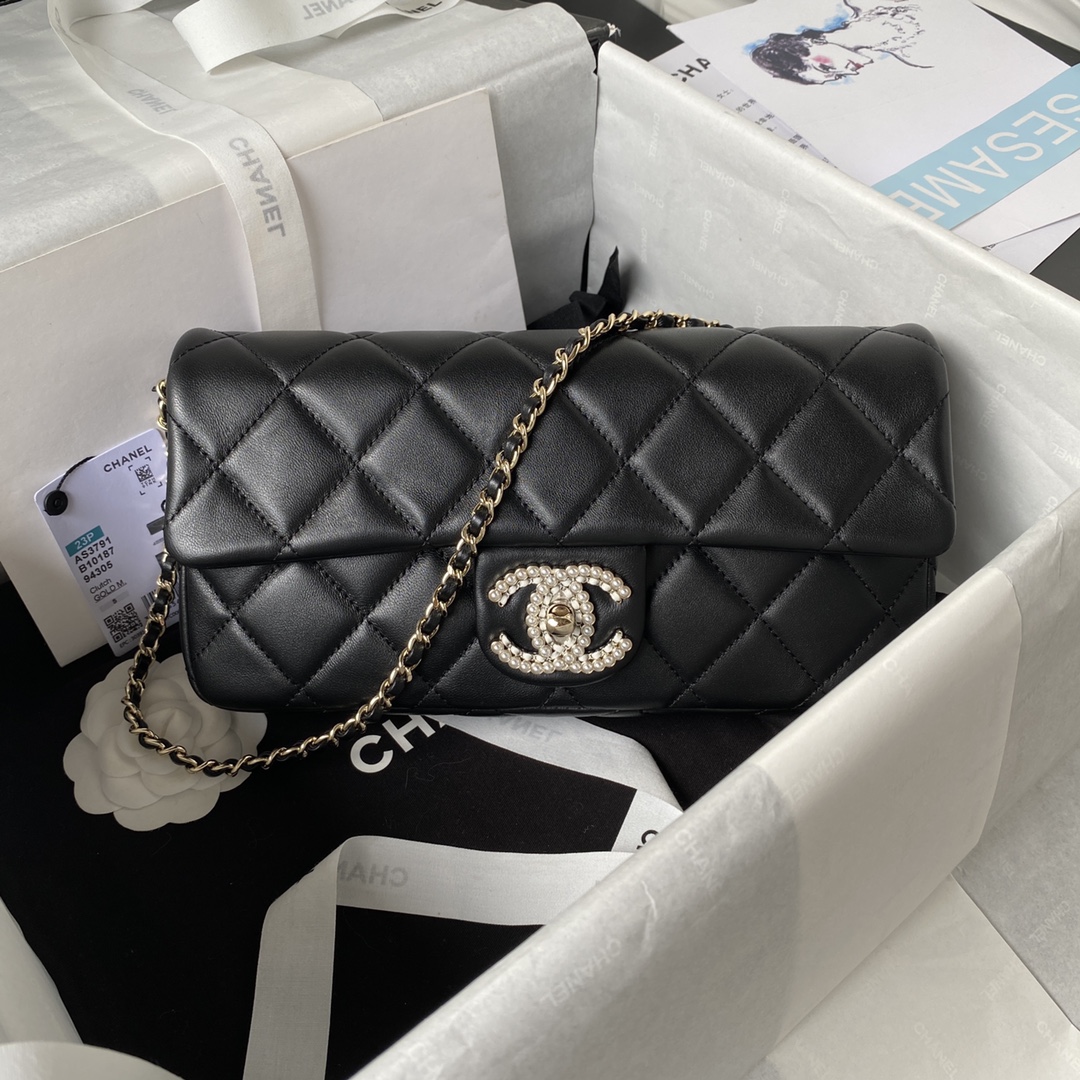 TOP CHANEL Flap Bag 23A Pearl Baguette Bag 11.5x26x4cm - Three Colors