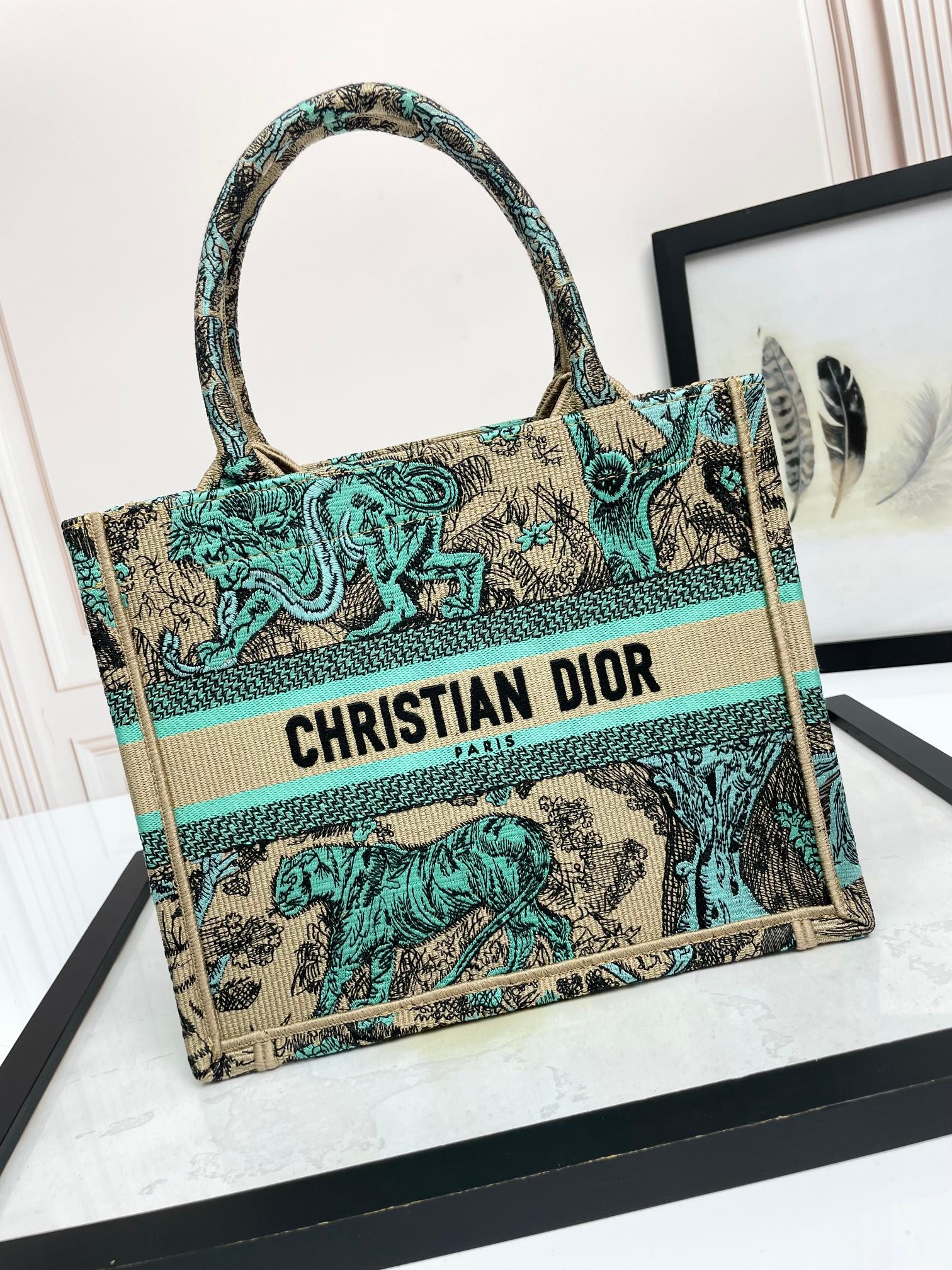 TOP Christian Dior Book Tote Bag 3 Sizes - Green