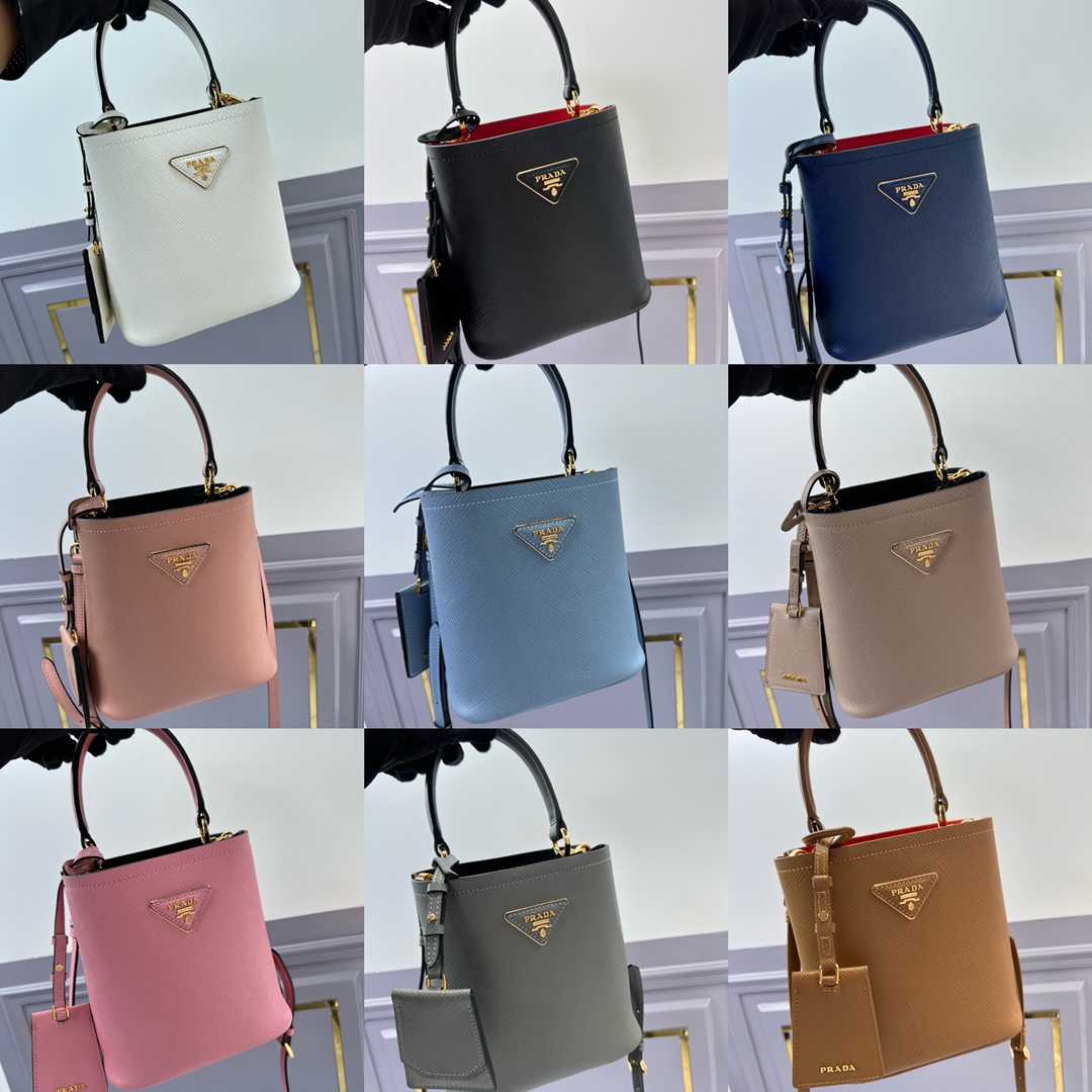 TOP PRADA Bucket Bag Saffiano Cowhide 18x17x10.5cm - 9 Color