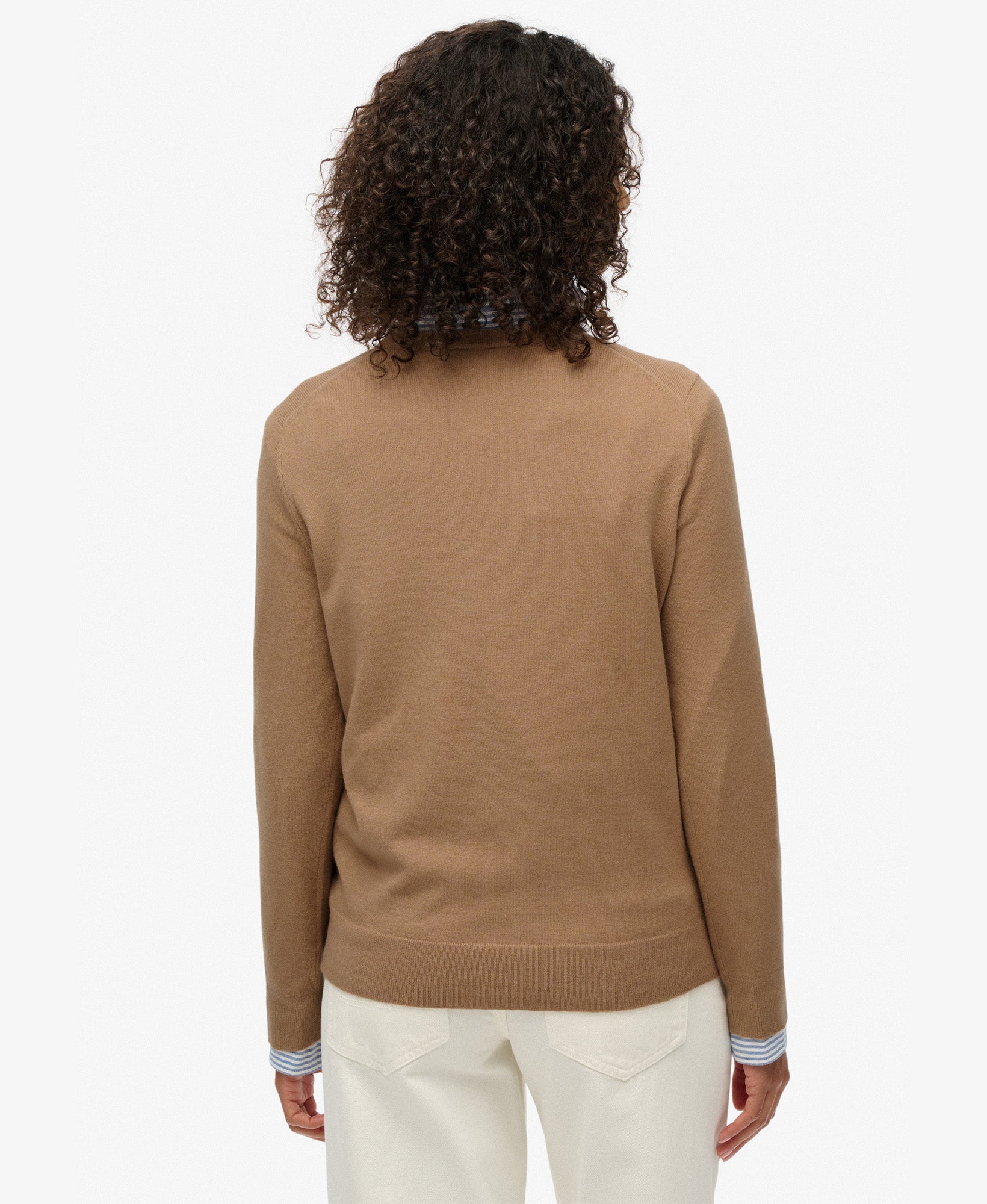 Classic V Neck Jumper | Light Taupe Marle