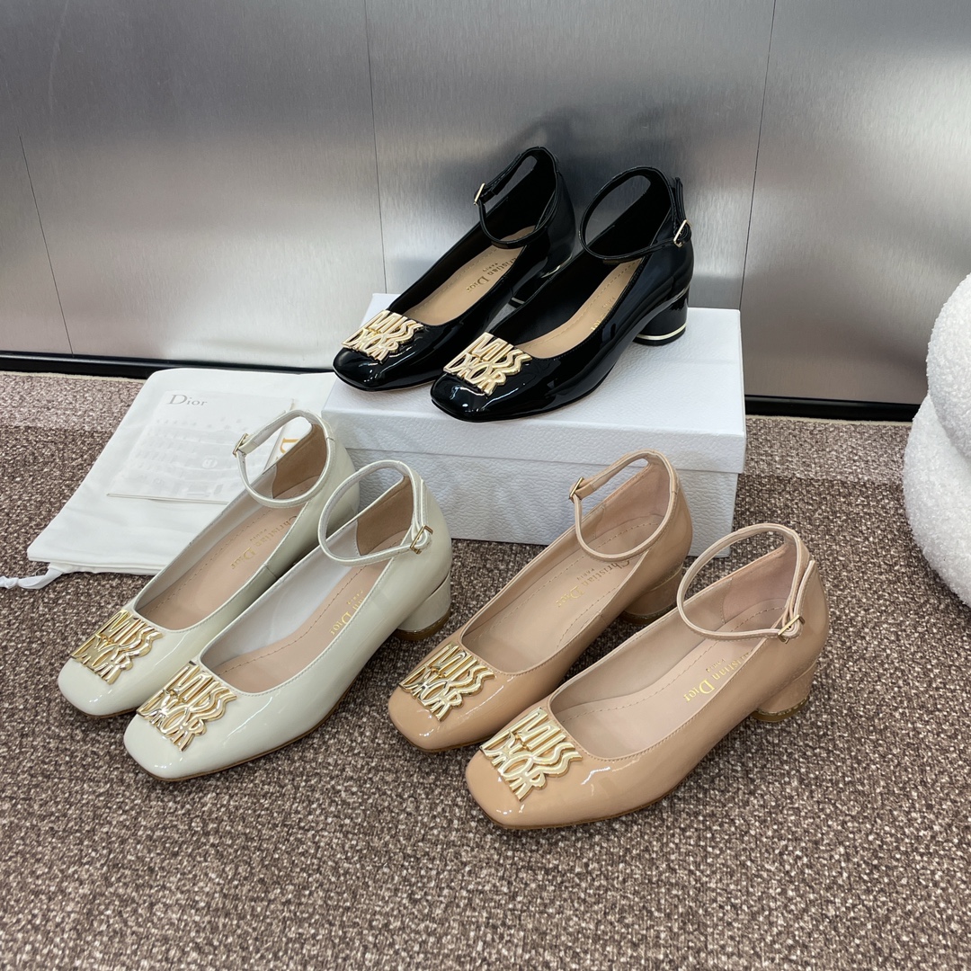 TOP Christian Dior MISS DIOR Chunky Heel Square Toe Mary Jane Shoes - 3 Color