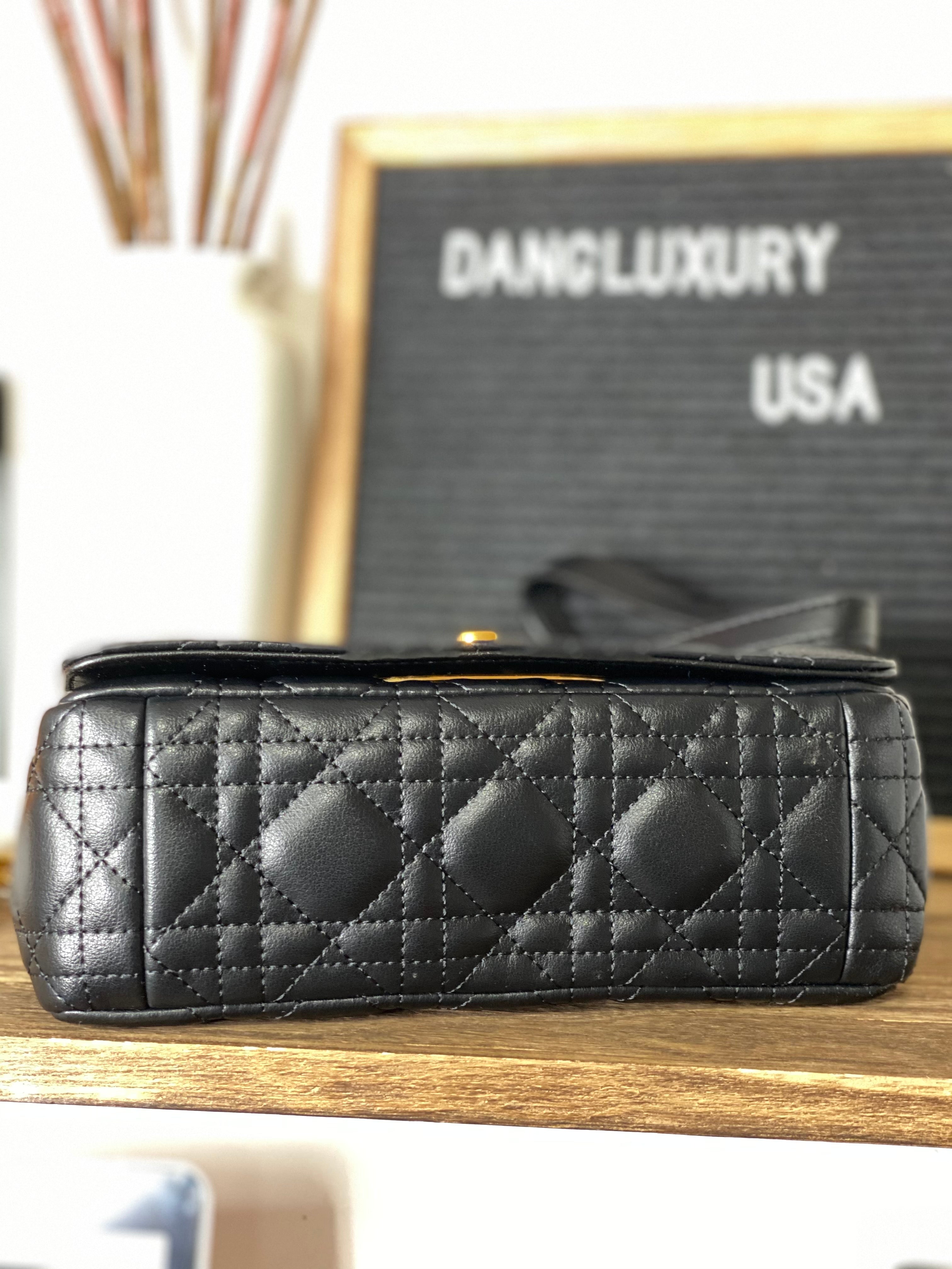 TOP Christian Dior Caro Bag Small - Black and Gold