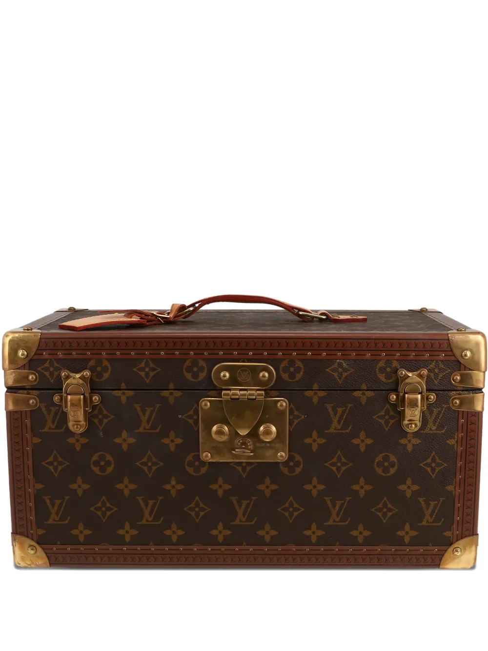 TOP Louis Vuitton LV MONOGRAM CANVAS BOITE BOUTEILLES TRUNK WITH BRASS HARDWARE 40 x 20 x 22 cm - Brown