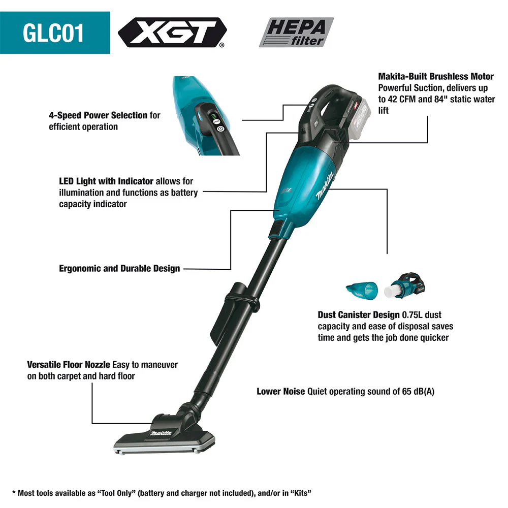 GLC01Z 40V XGT Brushless 4-Speed HEPA Filter Compact Vacuum - Bare Tool