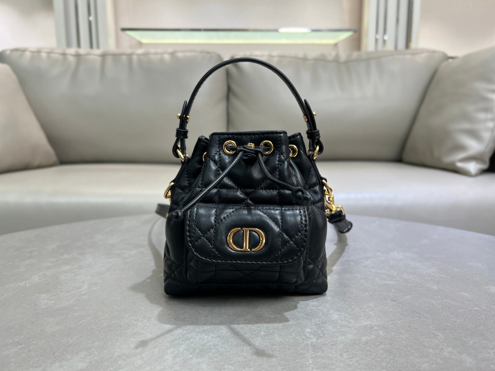 TOP Christian Dior Caro Backpack 14*15*7cm -Black