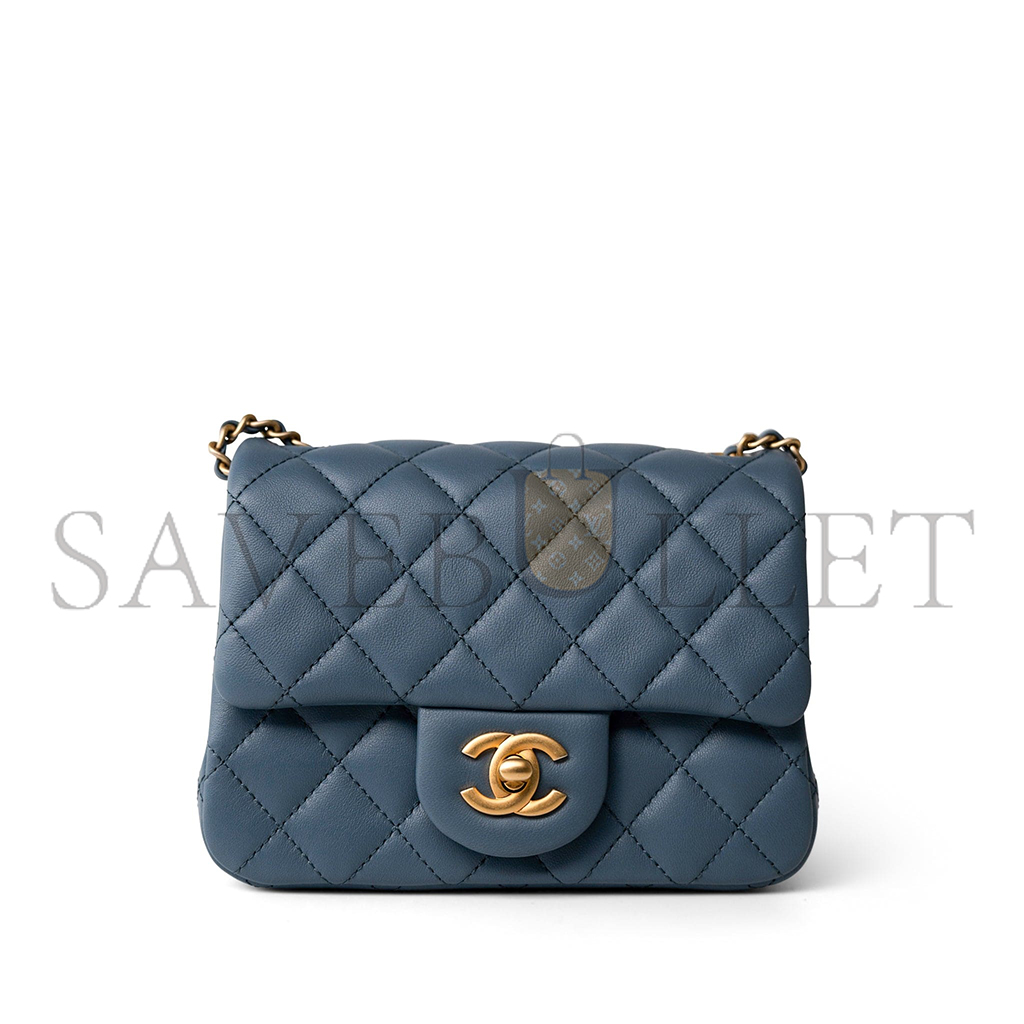 CHANEL GOLD BALL FLAP BAG CF FATTY FANG DENIM BLUE AS1786 (18*13*7cm)