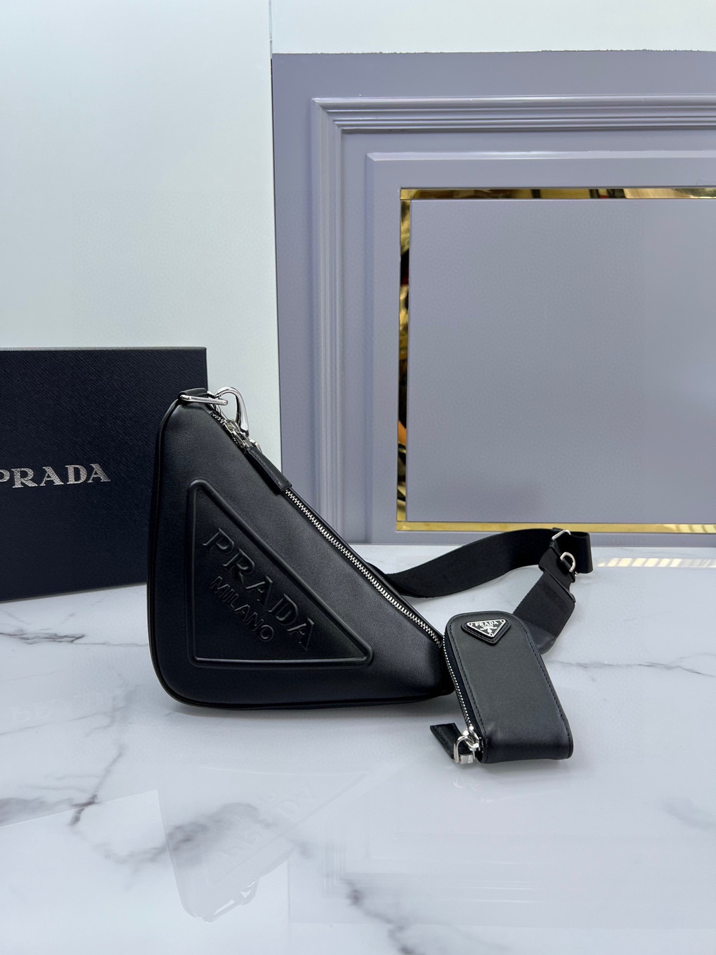 TOP PRADA Leather Triangle Bag 26x14x12cm - 3 Color