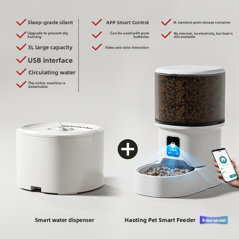 Smart Pet Automatic Feeder 4L Large Capacity Mobile Phone WiFi Interactive Cat Automatic Feeder Pet Supplies - PawPro UK