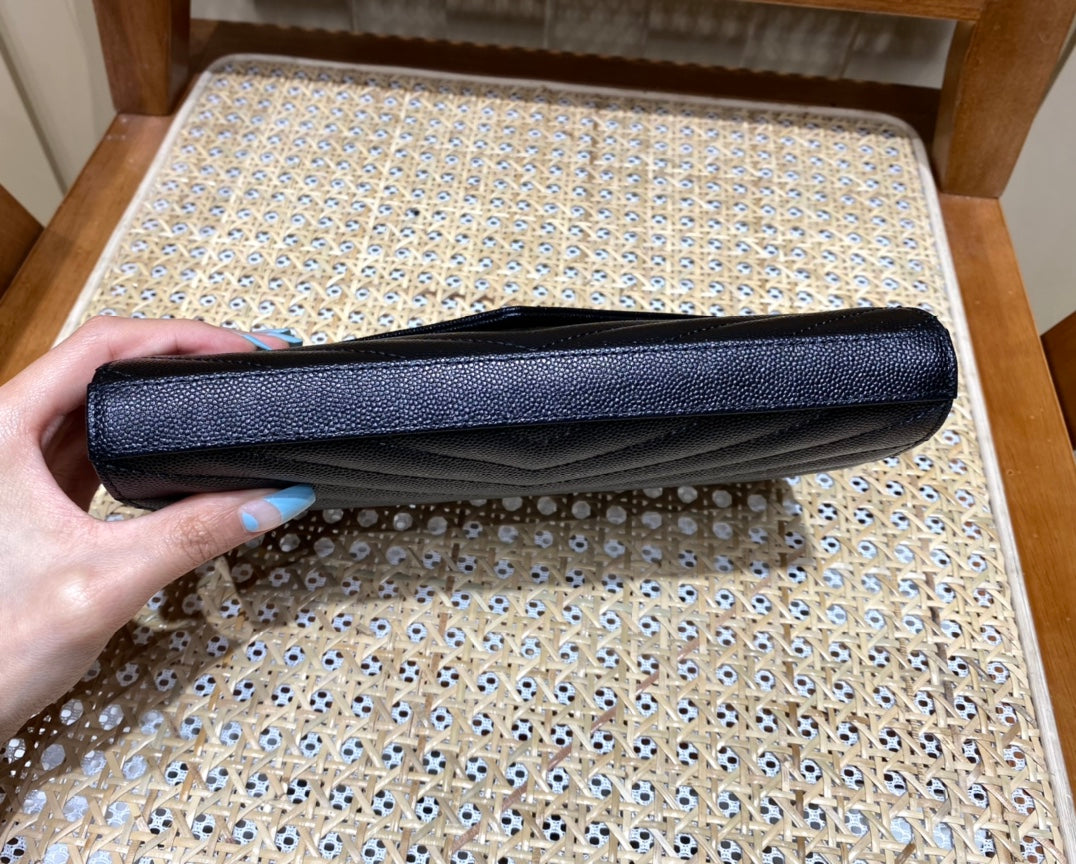 TOP Yves Saint Laurent YSL WOC Matelasse Medium Purse - All Black