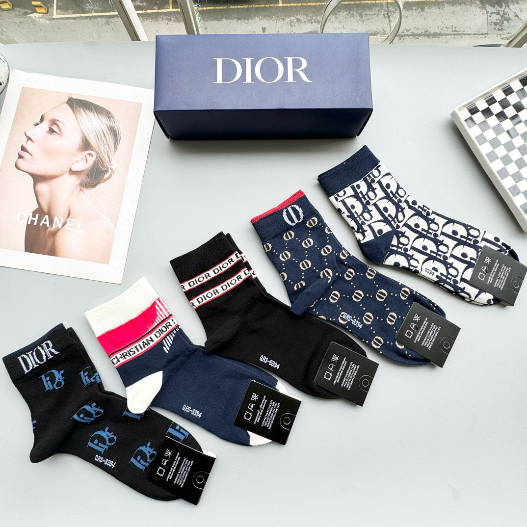 Top Christian Dior Socks - 5 Pieces as a Set