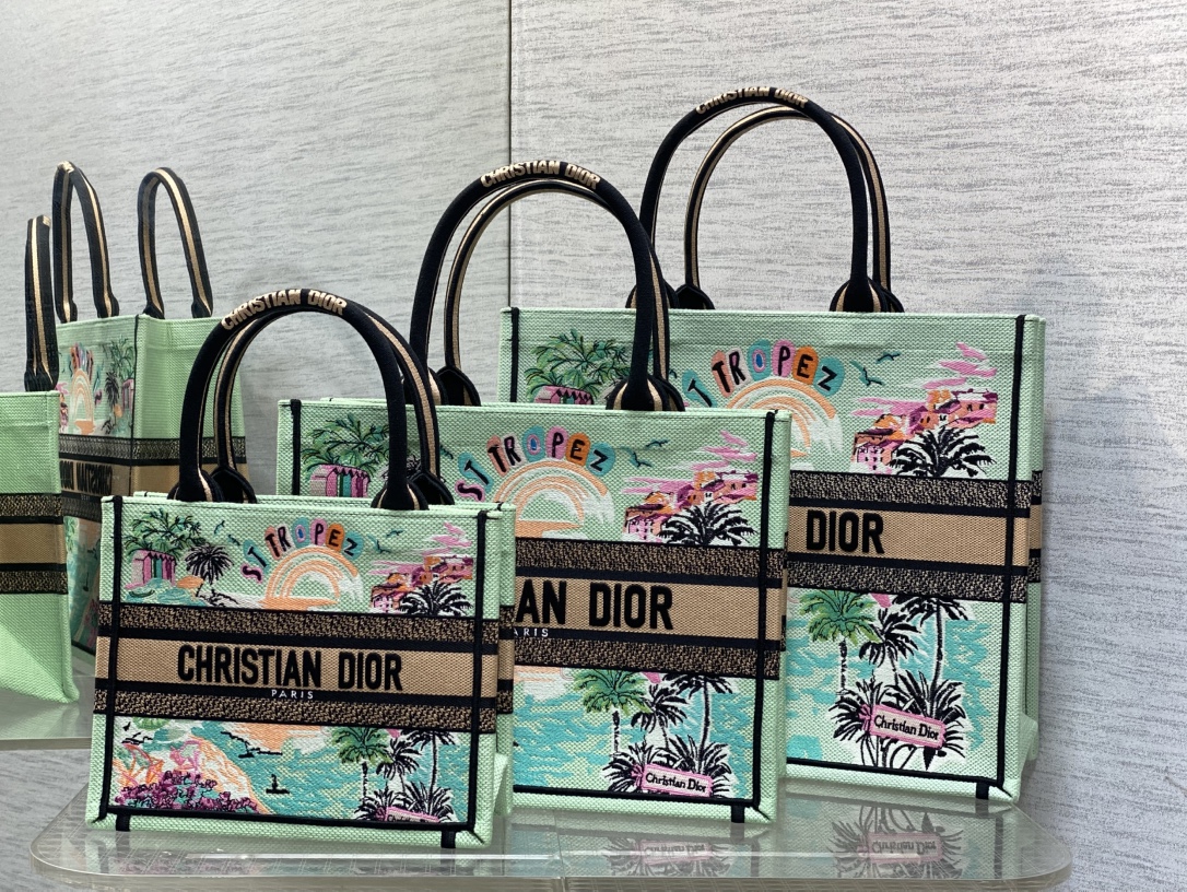 TOP Christian Dior  Book Tote Bag - 3 Sizes - Green