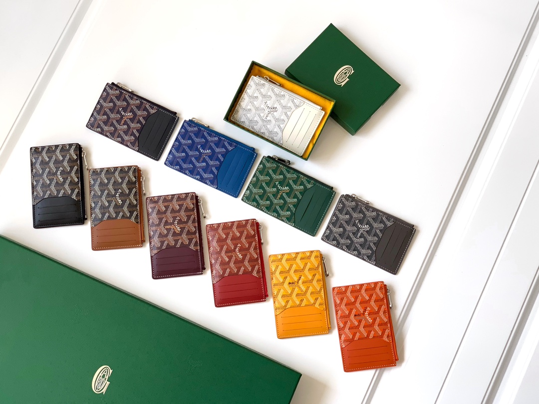 TOP Goyard Bourbon Card Holder With Zipper  12.5 cm x 1 cm x 8.4 cm - 11 Color