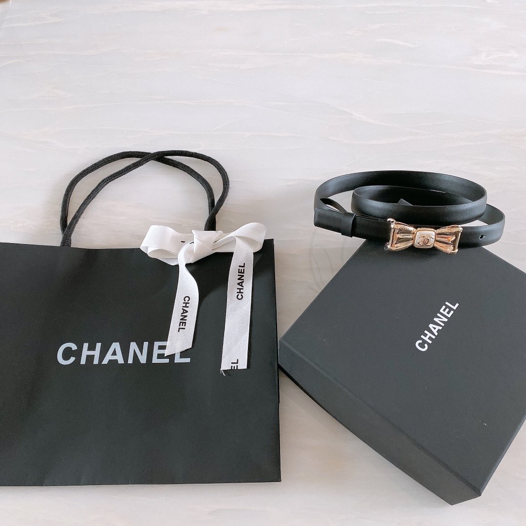 Chanel Belt With Ribbon Buckle Black Women Belt 30MM