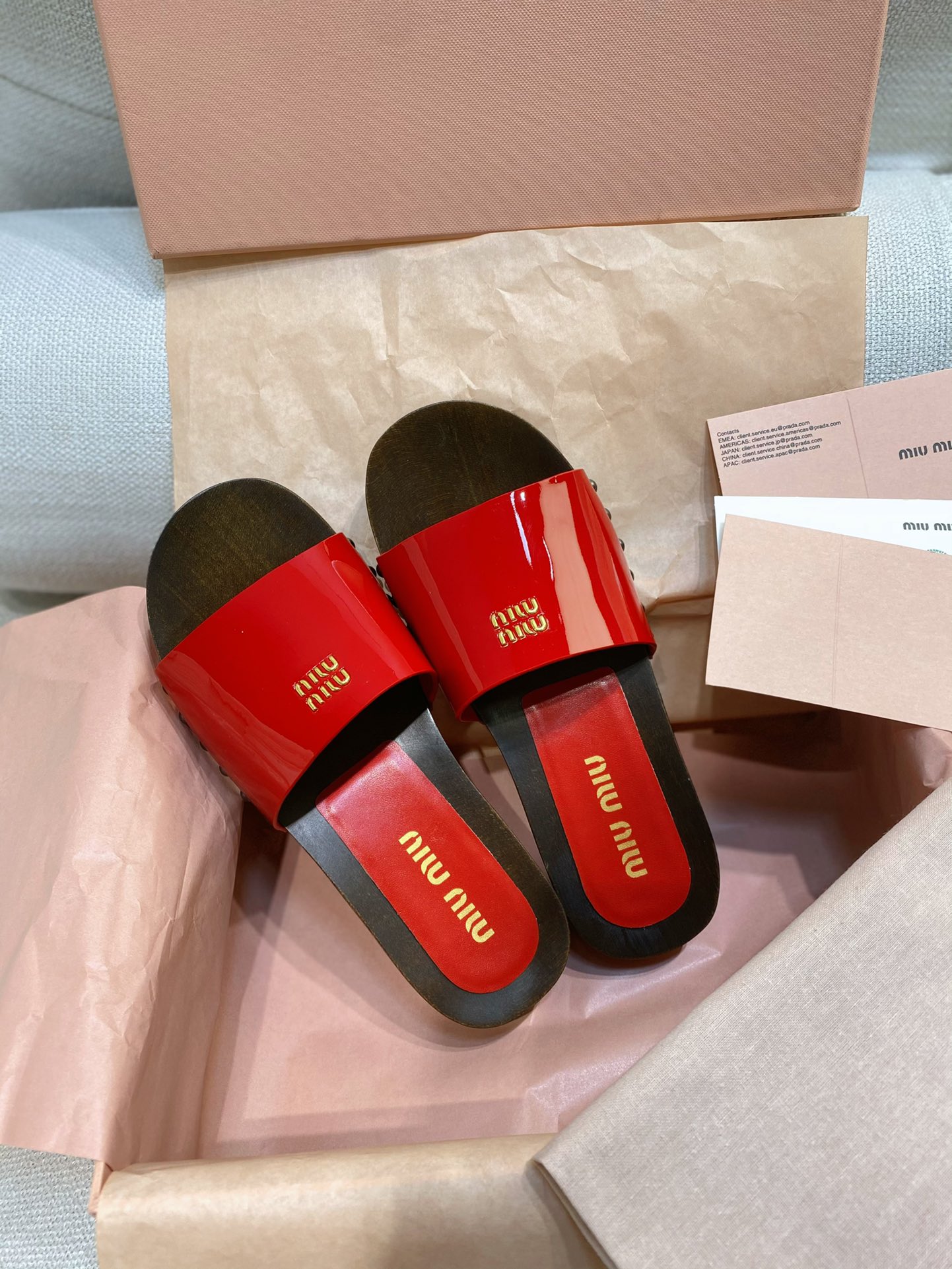 TOP Miu Miu Patent Leather Sandals Sheepskin - 5 Color