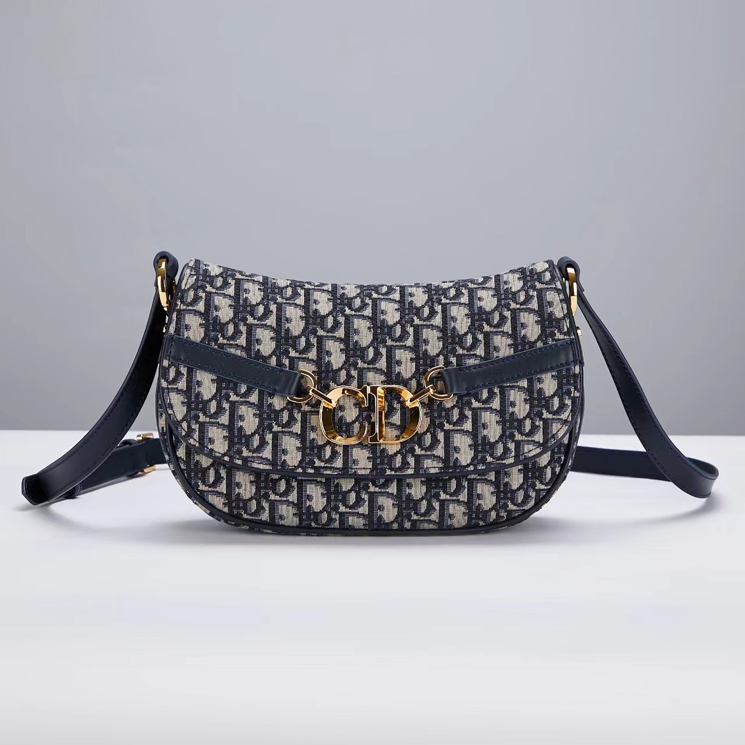 TOP Christian Dior Oblique Printed Fabric Besace Handbag 24X15X6cm - GHW