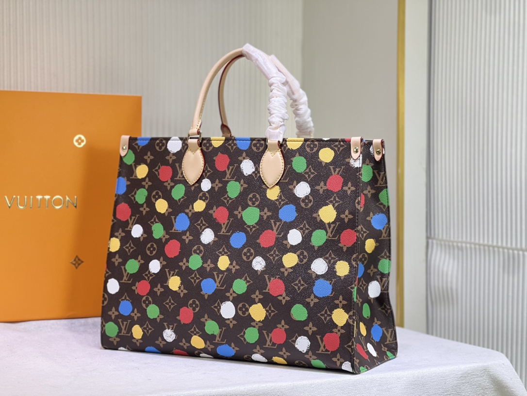 TOP Louis Vuitton LV LV X YK On The Go Monogram Bag 3 Sizes-Brown