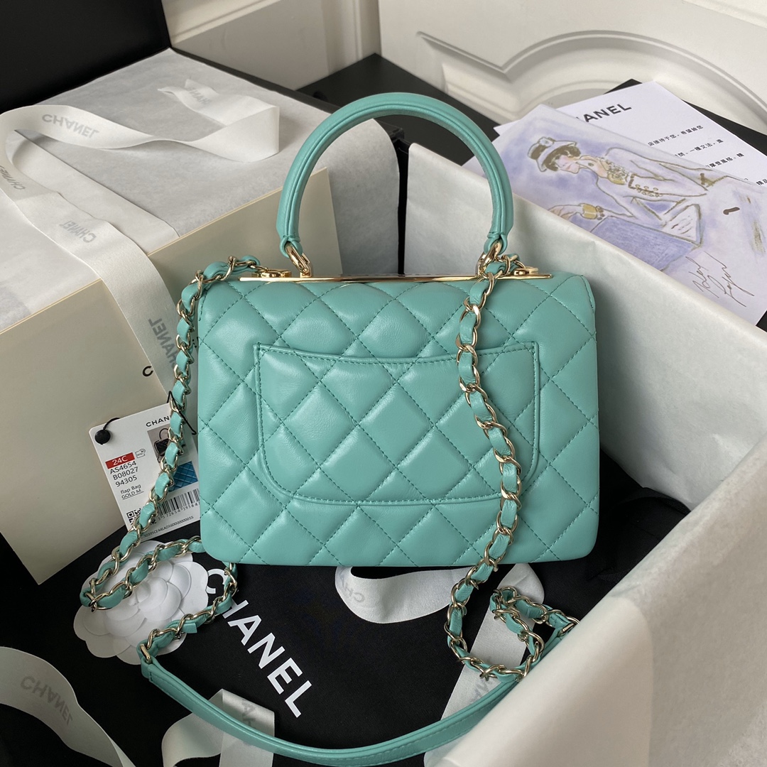 TOP CHANEL Trendy CC Handle Bag 20CM - Mint Green&GHW