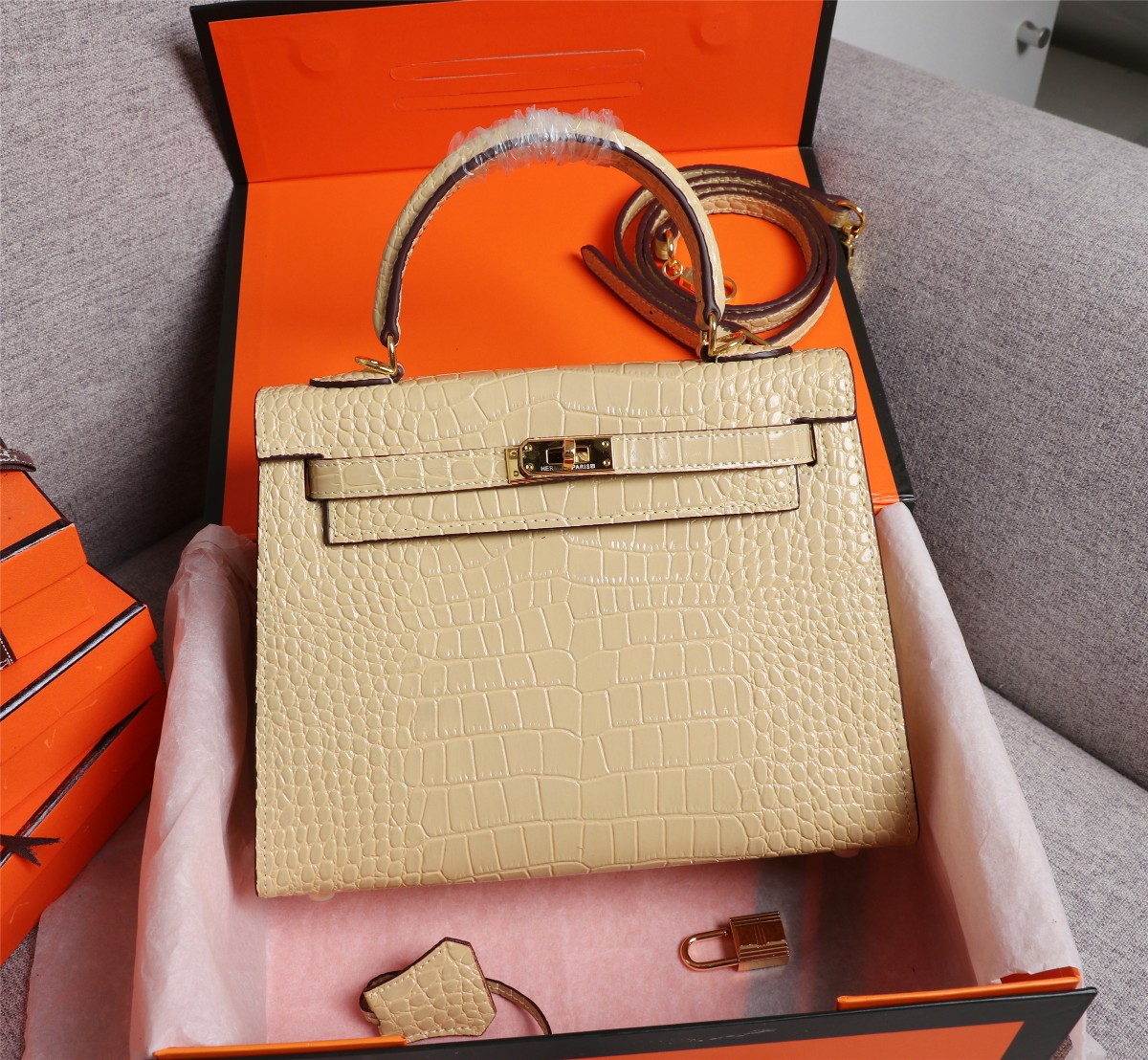 Hermès Kelly Gold Buckle Bag-Crocodile(Replica)