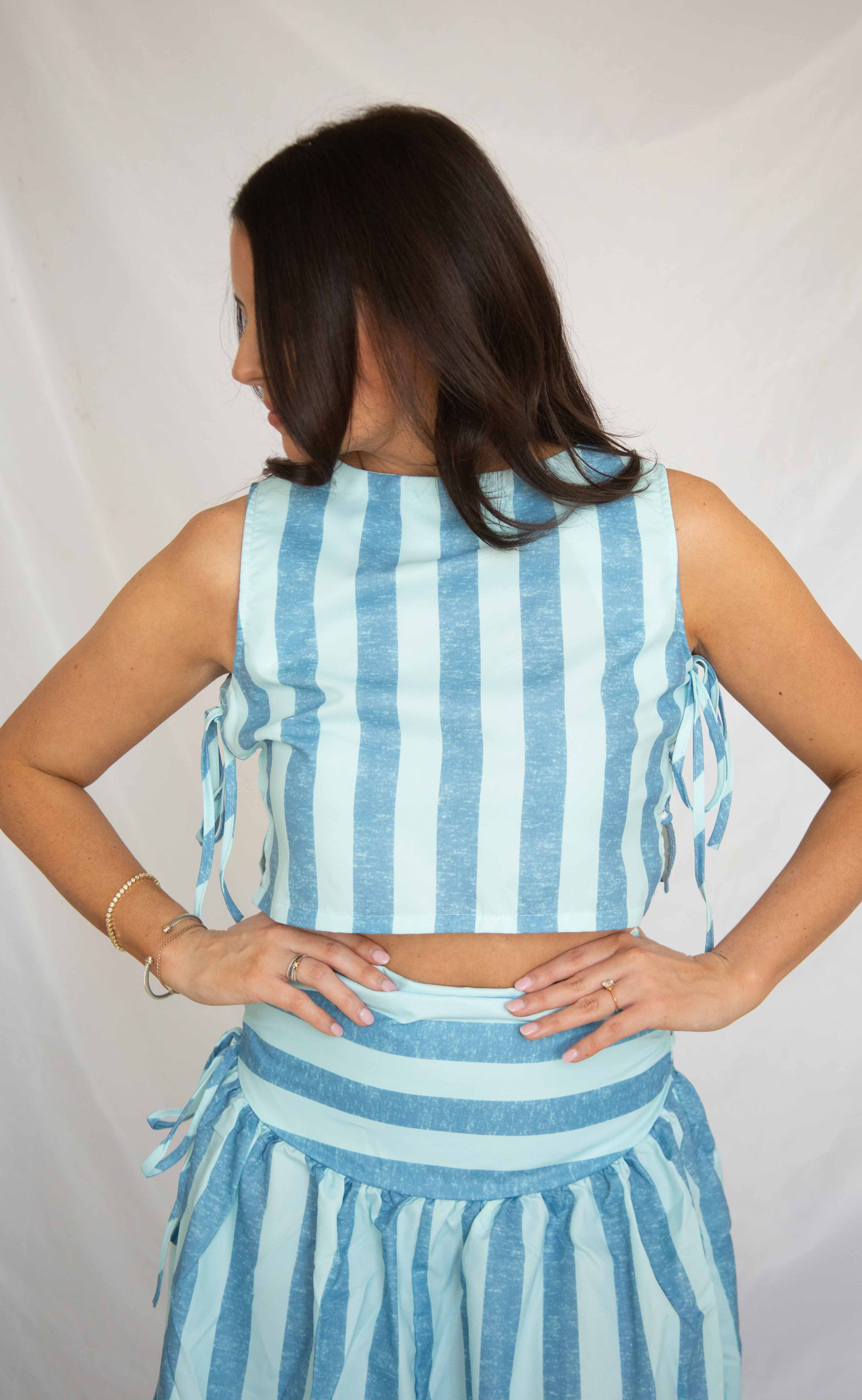 talk to me striped skirt set