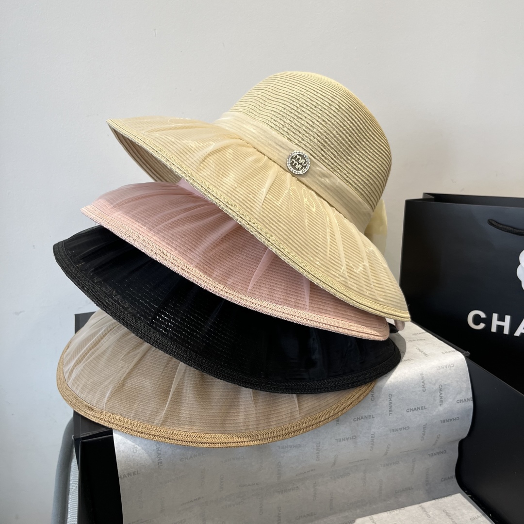TOP Miu Miu Weaving Hat with Bow - 4 Color
