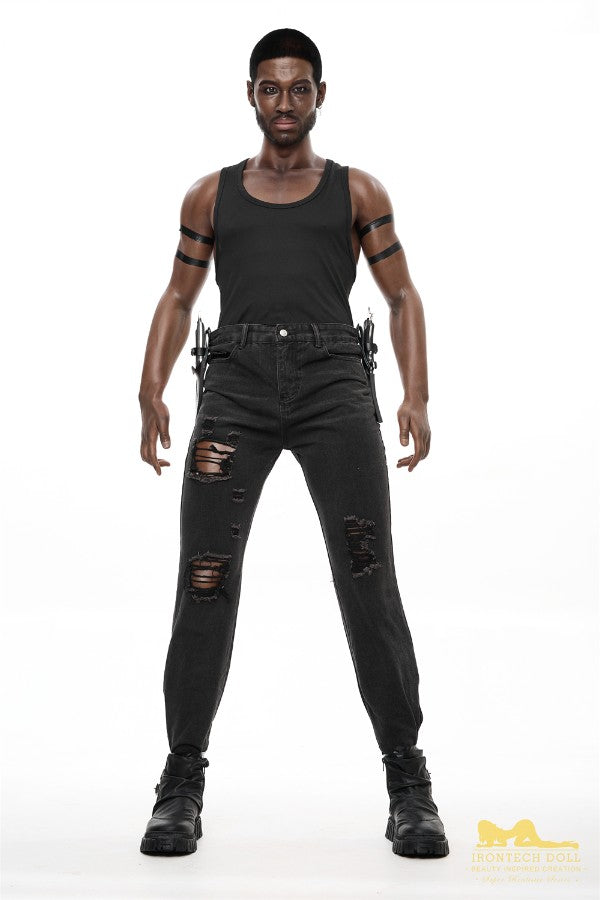 176cm/5ft9 Male Ebony|Black Realistic Tall Silicone Sex Doll - M7