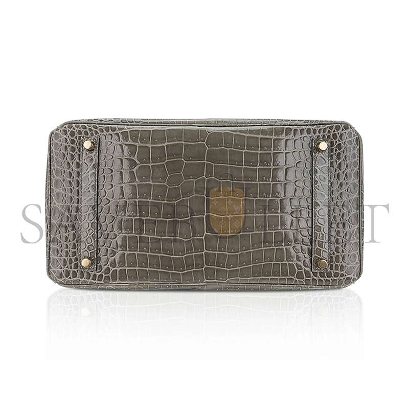 HERMES BIRKIN 35 BAG GRIS TOURTERELLE POROSUS CROCODILE WITH GOLD HARDWARE 165487 (35*25*18cm)