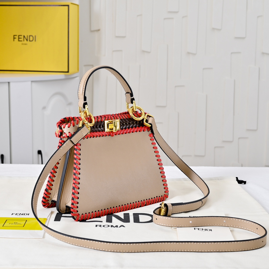 TOP FENDI Peekaboo ISeeU Petite 20cm - Black&Red