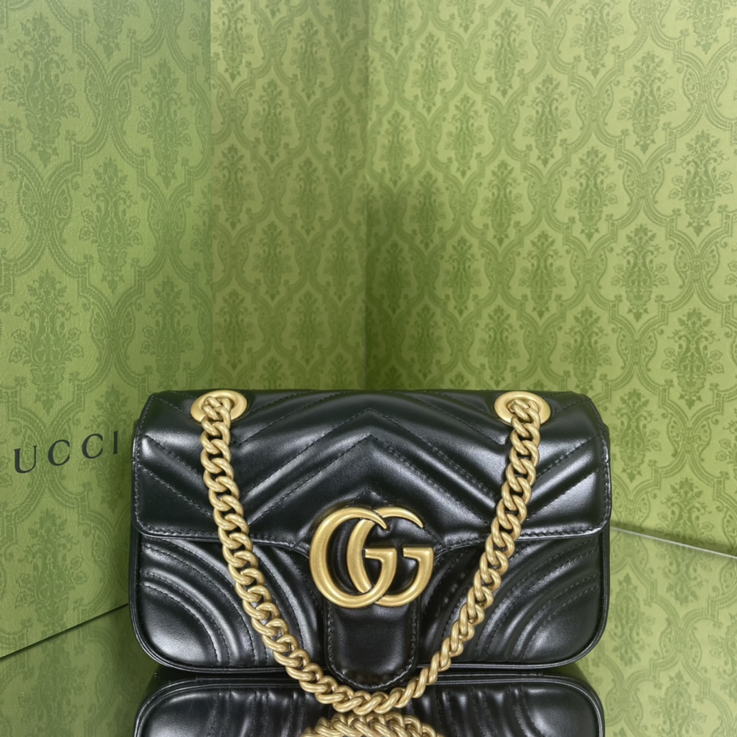 TOP GUCCI GG Marmont Bag Mini 22cm - Black