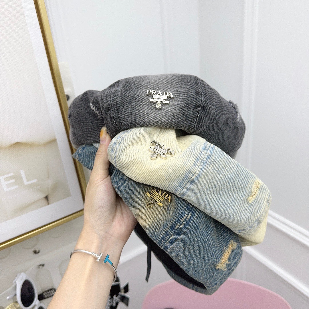 TOP PRADA Denim Beret - 3 Color