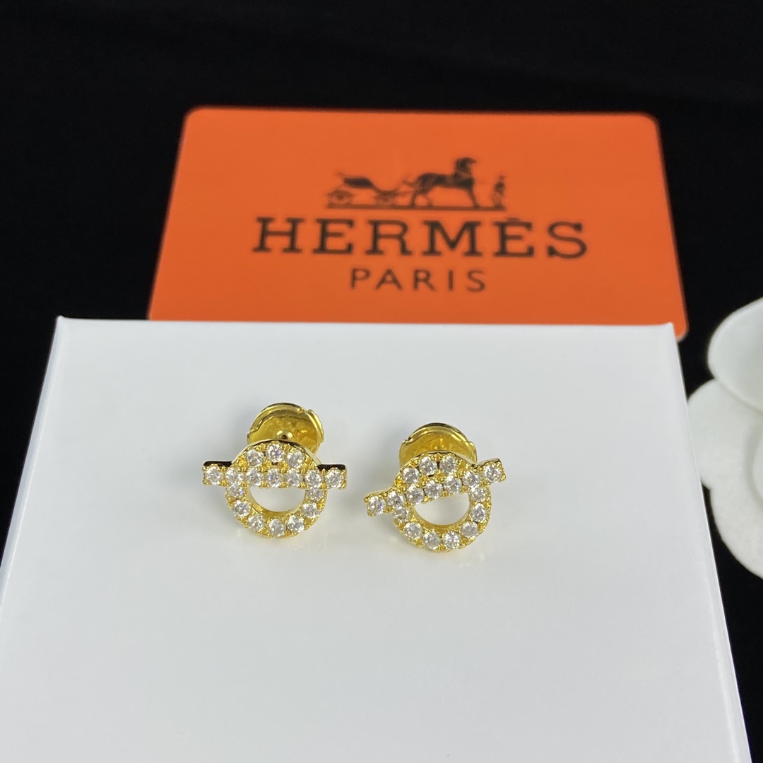 TOP HERMES Necklace Earrings Bracelet Ring Set - Gold