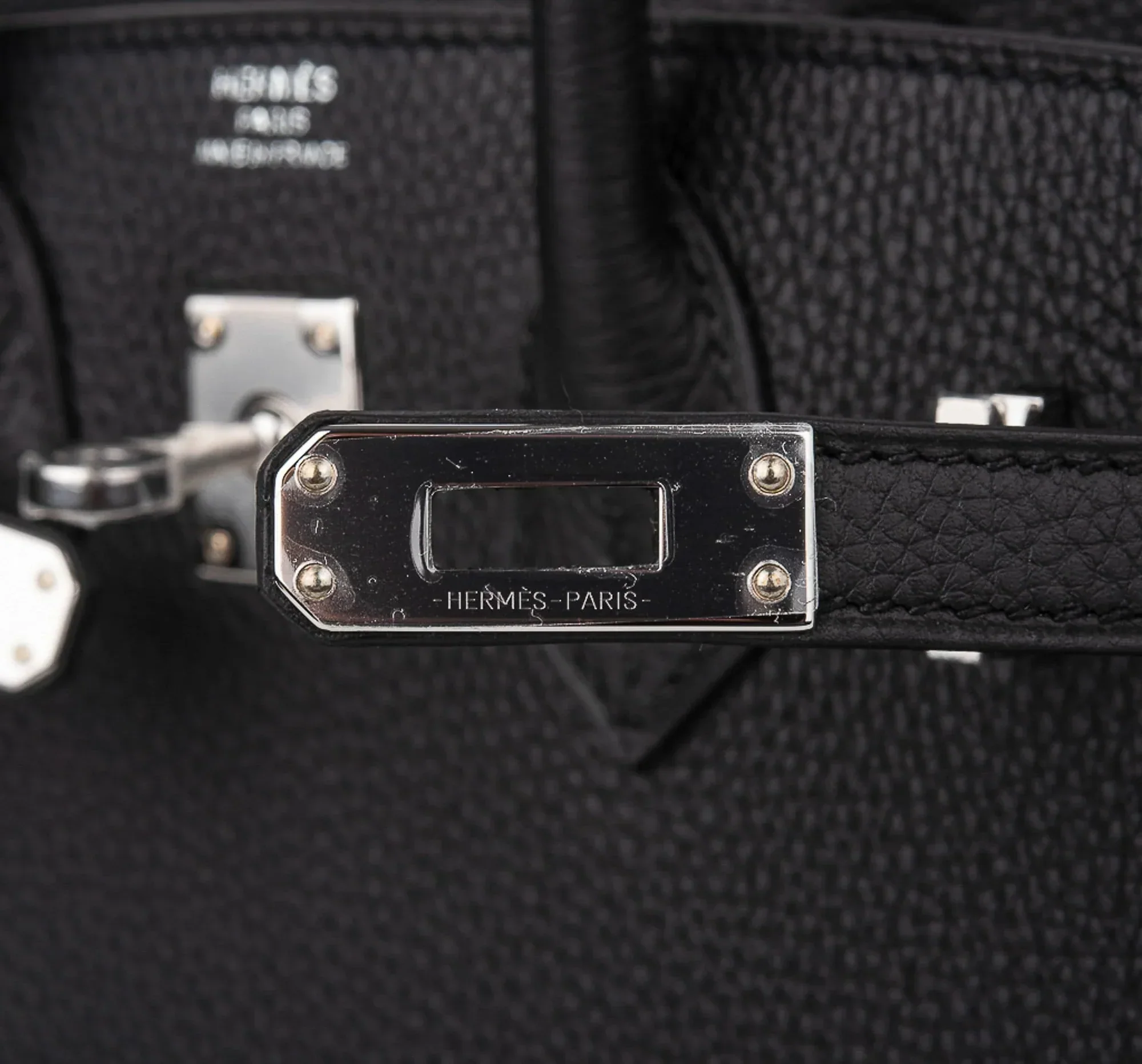Birkin 25 Bag Black Palladium Hardware Togo Leather