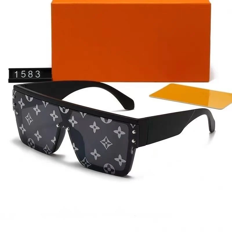 WWWGlasses Vintage Monogram Print One Piece Square Sunglasses, Rivet Large Frame Shield Sun Glasses Fashion Streetwear Shades for Men Women