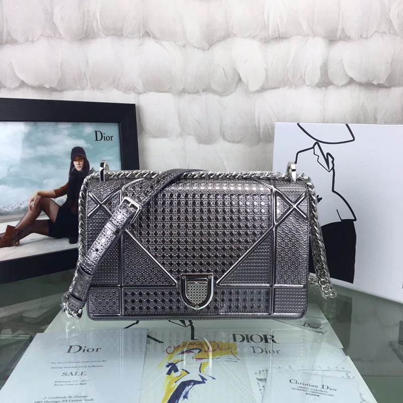 TOP Christian Dior Cowhide Shiny Metal Leather Bag 21×7×13cm - 3 Colors