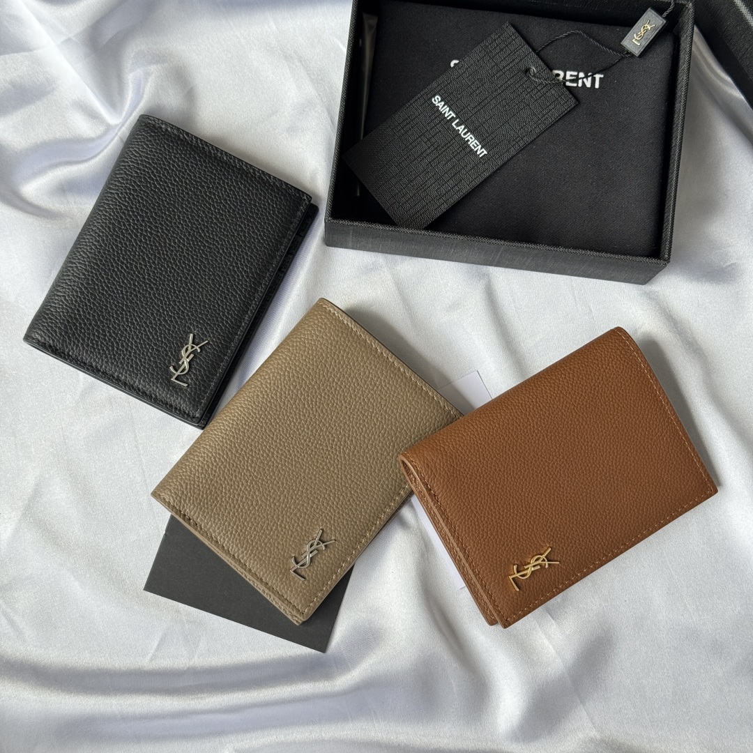 TOP Yves Saint Laurent YSL Single Fold Wallet Calfskin 9x11.5x2cm - 3 Colors