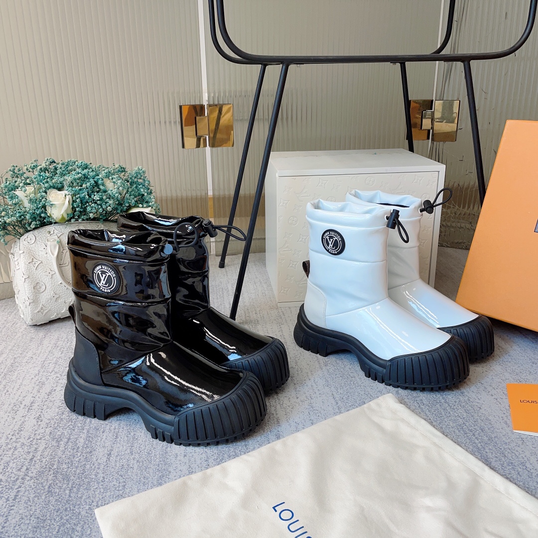 TOP Louis Vuitton LV Shiny Leather Half Boots - 5cm - 2 Colors
