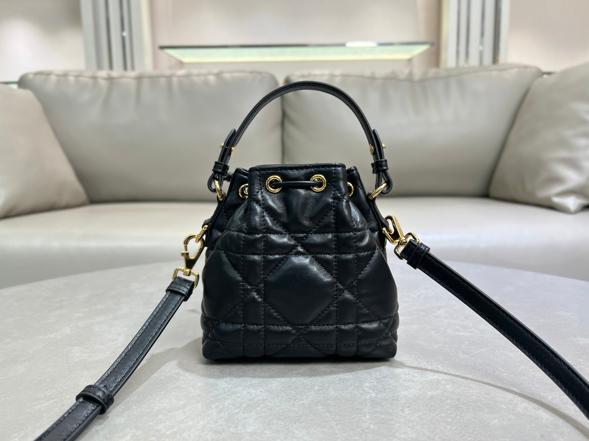 TOP Christian Dior Caro Backpack 14*15*7cm -Black