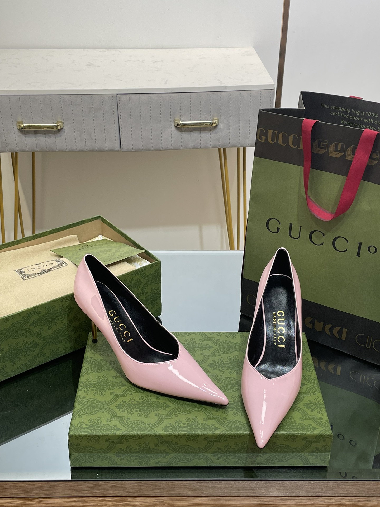 TOP GUCCI Pointy Pump - Pink