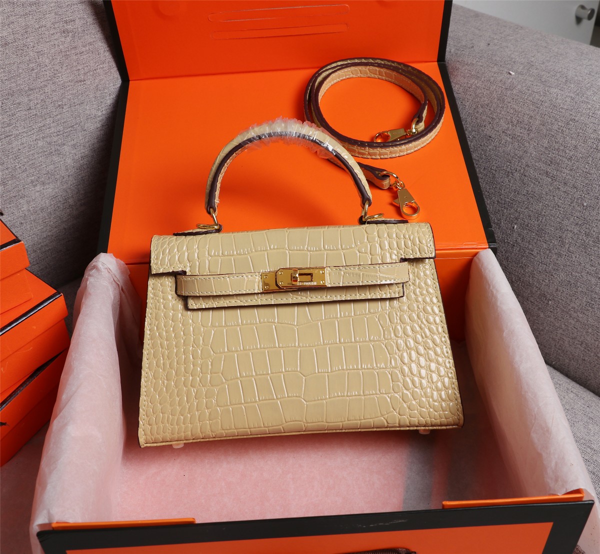 Hermès Kelly Gold Buckle Bag-Crocodile(Replica)