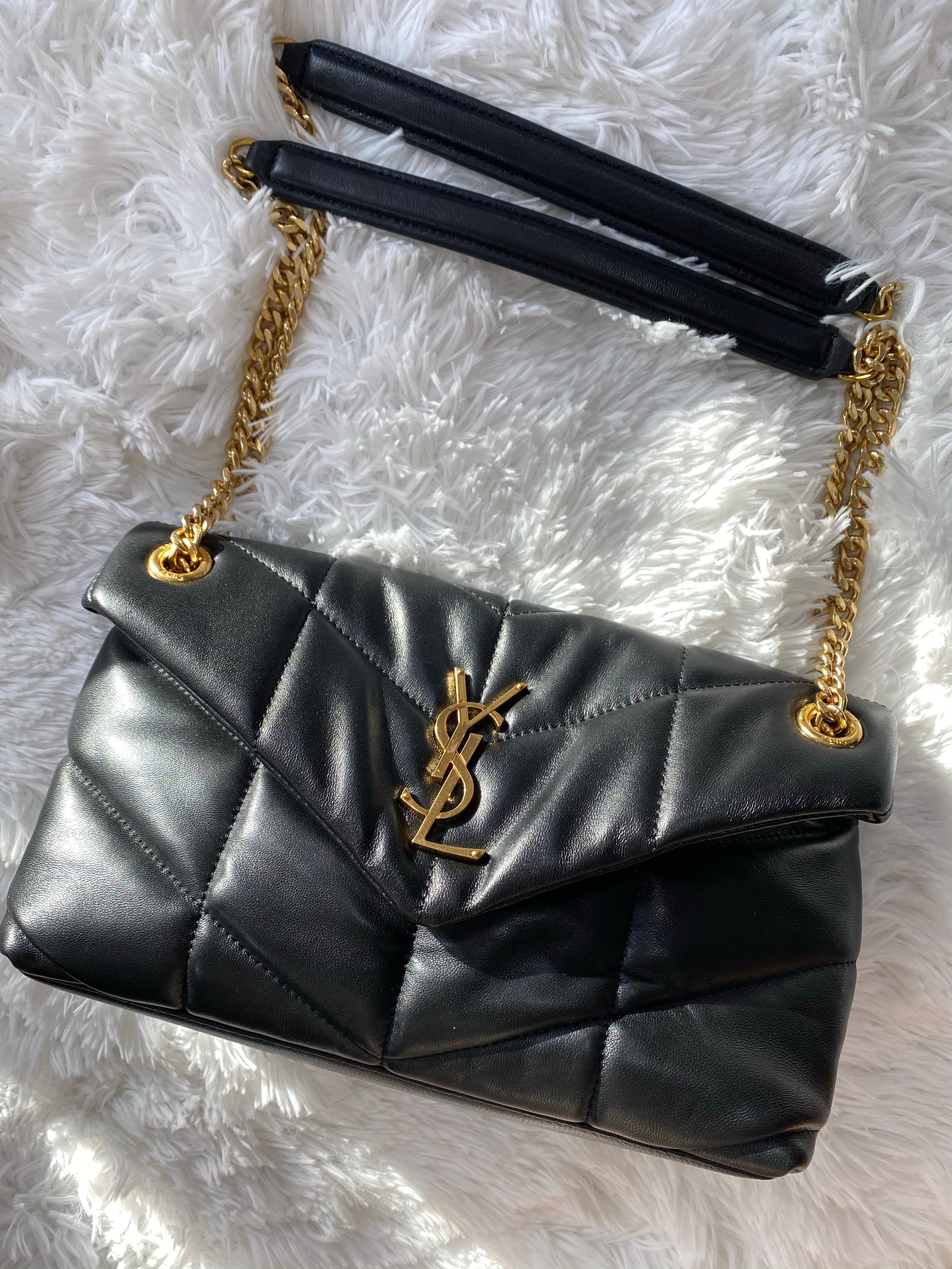 TOP Yves Saint Laurent YSL Loulou Puffer Small - Black