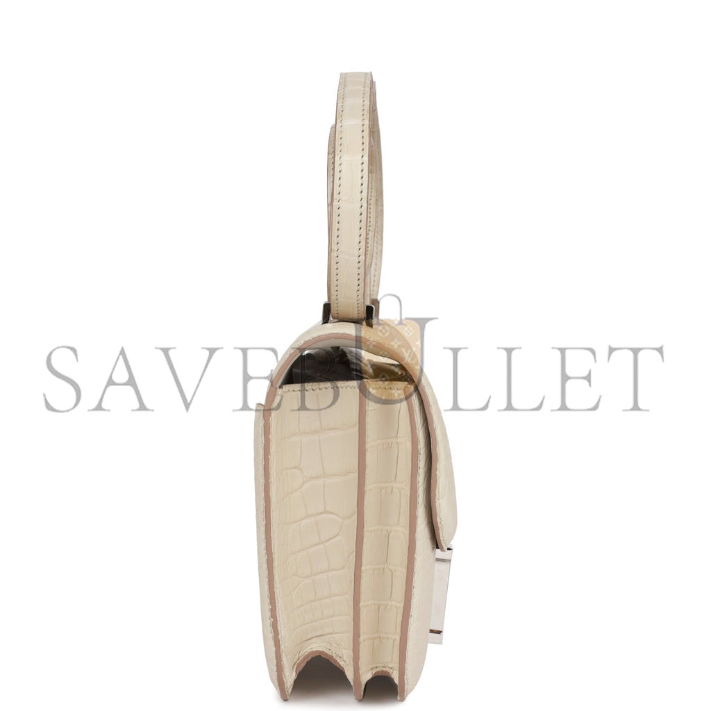 HERMES MASTER CONSTANCE 18 MATTE ALLIGATOR PALLADIUM HARDWARE (18*15*4cm)