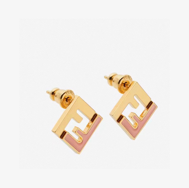 TOP FENDI Logo Earrings-Gold