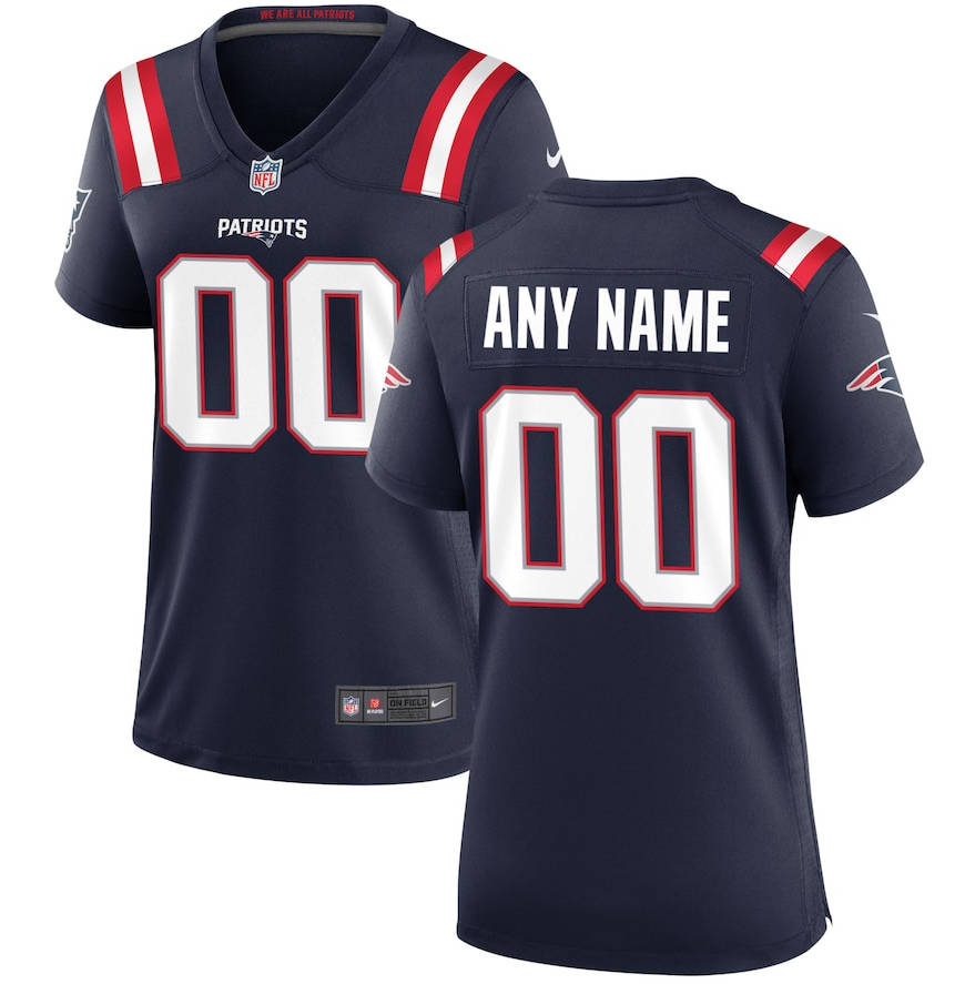 Women's New England Patriots  Navy Custom Game Jersey