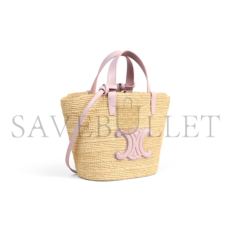 CELINE TEEN SUPPLE CELINE CLASSIC PANIER IN RAFFIA AND CALFSKIN 115802FF7.25BD (22*21.5*13cm)
