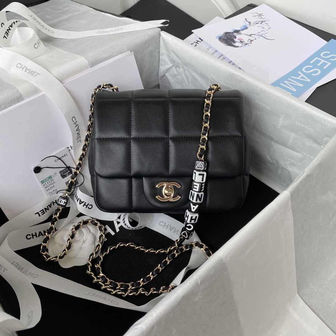 TOP CHANEL Classic Flap Bag 17*14*7cm/19*16.*7.5cm - GHW - Black